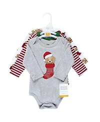 Hudson Baby Boys Unisex Essential Long-Sleeve Cotton Bodysuit Triple Set