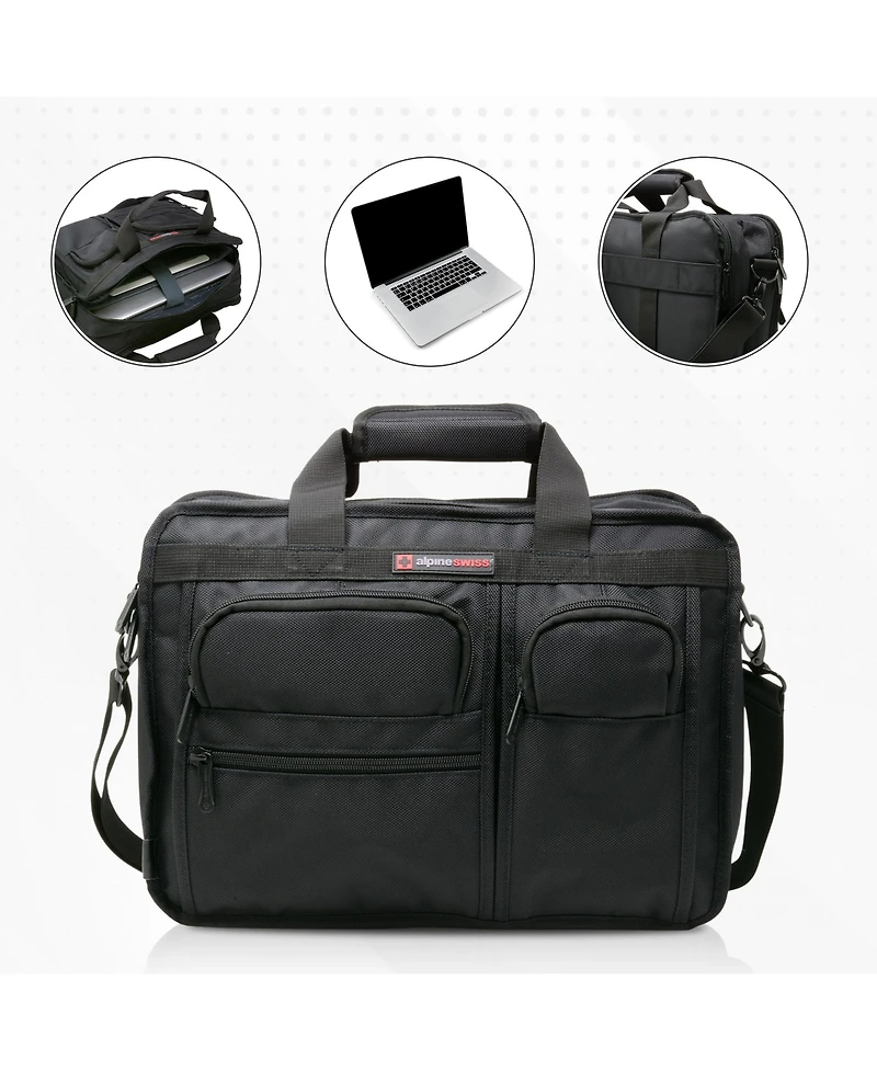 Alpine Swiss Conrad Messenger Bag 15.6 Inch Laptop Briefcase with Tablet Sleeve