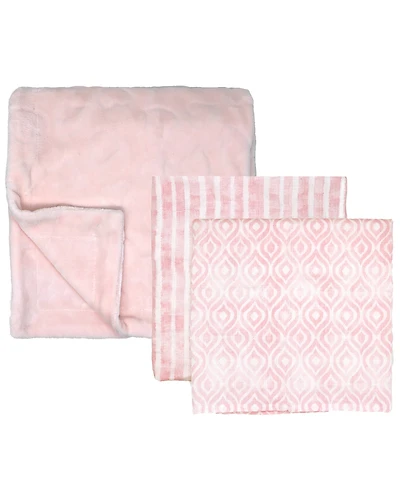Amor Bebe Baby Girls Luxury Plush Baby Blankets, 3 Piece Gift Set