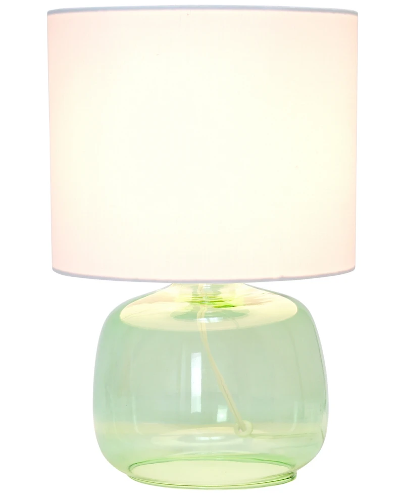 Simple Designs Glass Table Lamp with Fabric Shade, Green White Shade