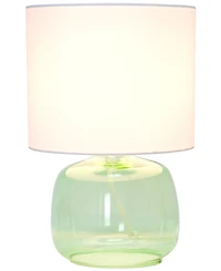Simple Designs Glass Table Lamp with Fabric Shade, Green White Shade
