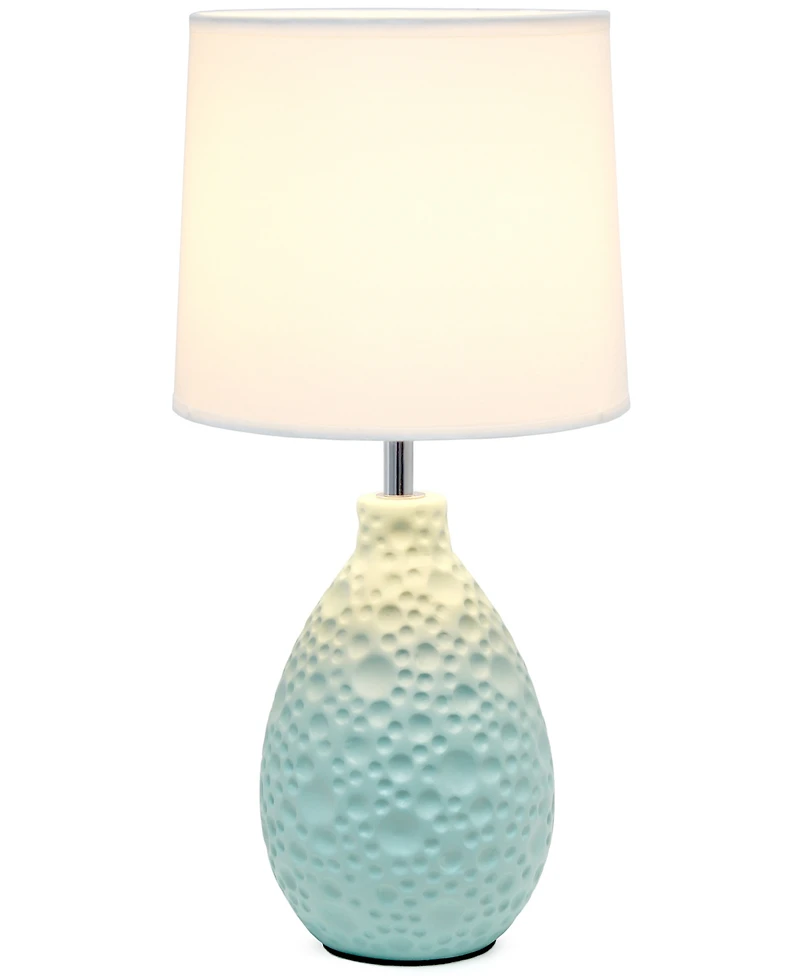Creekwood Home Essentix 14.17" Traditional Ceramic Textured Thumbprint Tear Drop Shaped Table Desk Lamp
