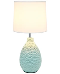 Creekwood Home Essentix 14.17" Traditional Ceramic Textured Thumbprint Tear Drop Shaped Table Desk Lamp