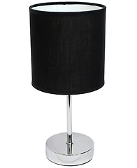 Creekwood Home Nauru 11.81" Traditional Petite Metal Stick Bedside Table Desk Lamp Chrome with Fabric Drum Shade