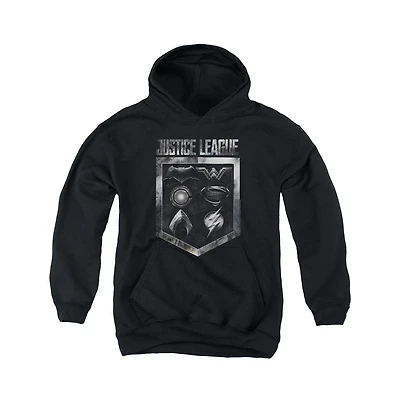 Justice League Movie Youth Shield Of Emblems Pull Over Hoodie / Hooded Sweatshirt