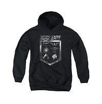 Justice League Movie Youth Shield Of Emblems Pull Over Hoodie / Hooded Sweatshirt