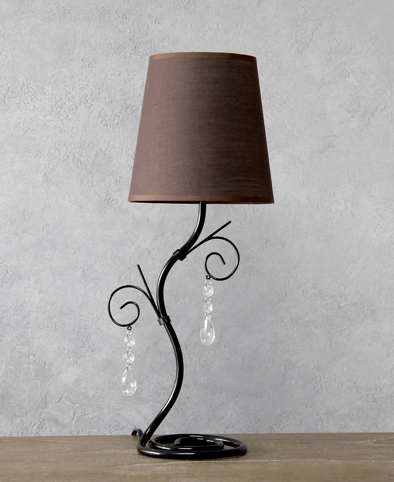 Creekwood Home Priva 19" Contemporary Metal Winding Ivy Table Desk Lamp with Brown Fabric Shade