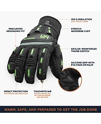 RefrigiWear Men's Extreme Freezer Gloves with Touch-Rite Nib - Insulated, Impact Protection, Touchscreen Compatible Work Gloves for -30°F