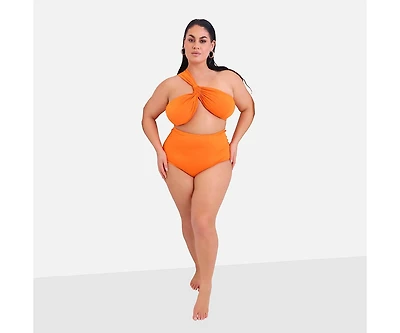 Rebdolls Plus Size Aqua High Waist Bikini Bottom