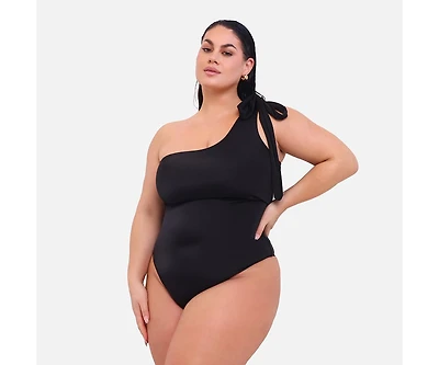 Rebdolls Plus Size Bay Tie One Shoulder Swimsuit