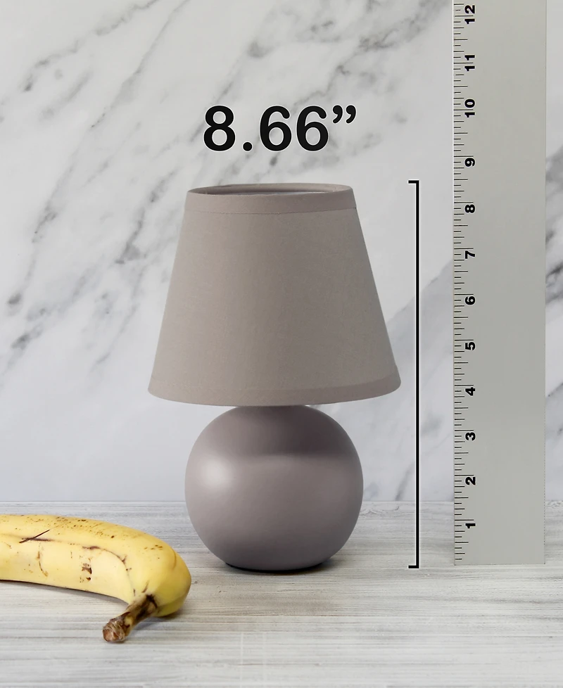 Creekwood Home Nauru 8.66" Traditional Petite Ceramic Orb Bedside Table Desk Lamp with Tapered Drum Fabric Shade