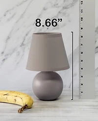 Creekwood Home Nauru 8.66" Traditional Petite Ceramic Orb Bedside Table Desk Lamp with Tapered Drum Fabric Shade