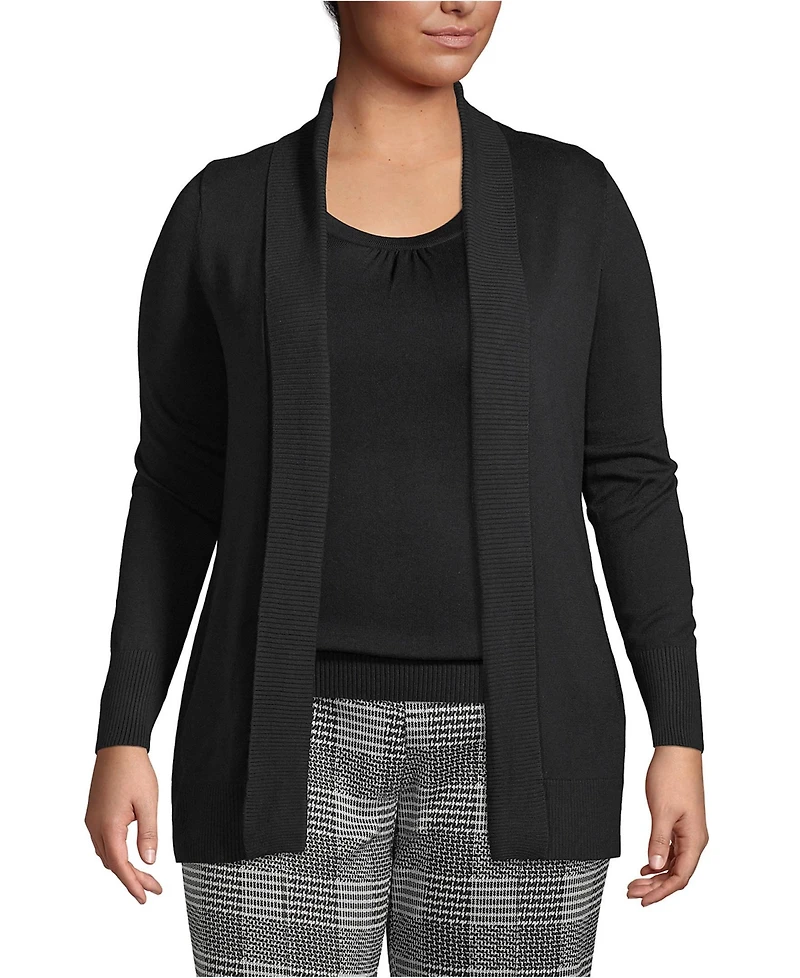 Lands' End Plus Cotton Modal Shawl Collar Cardigan Sweater