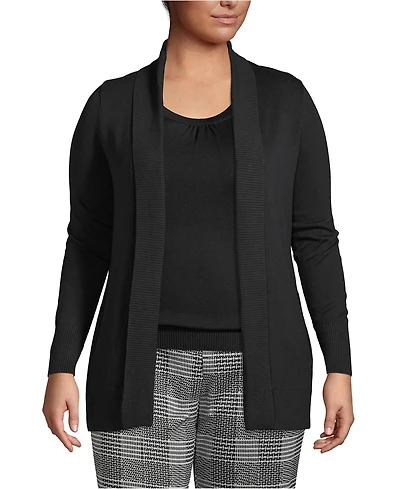 Lands' End Plus Cotton Modal Shawl Collar Cardigan Sweater