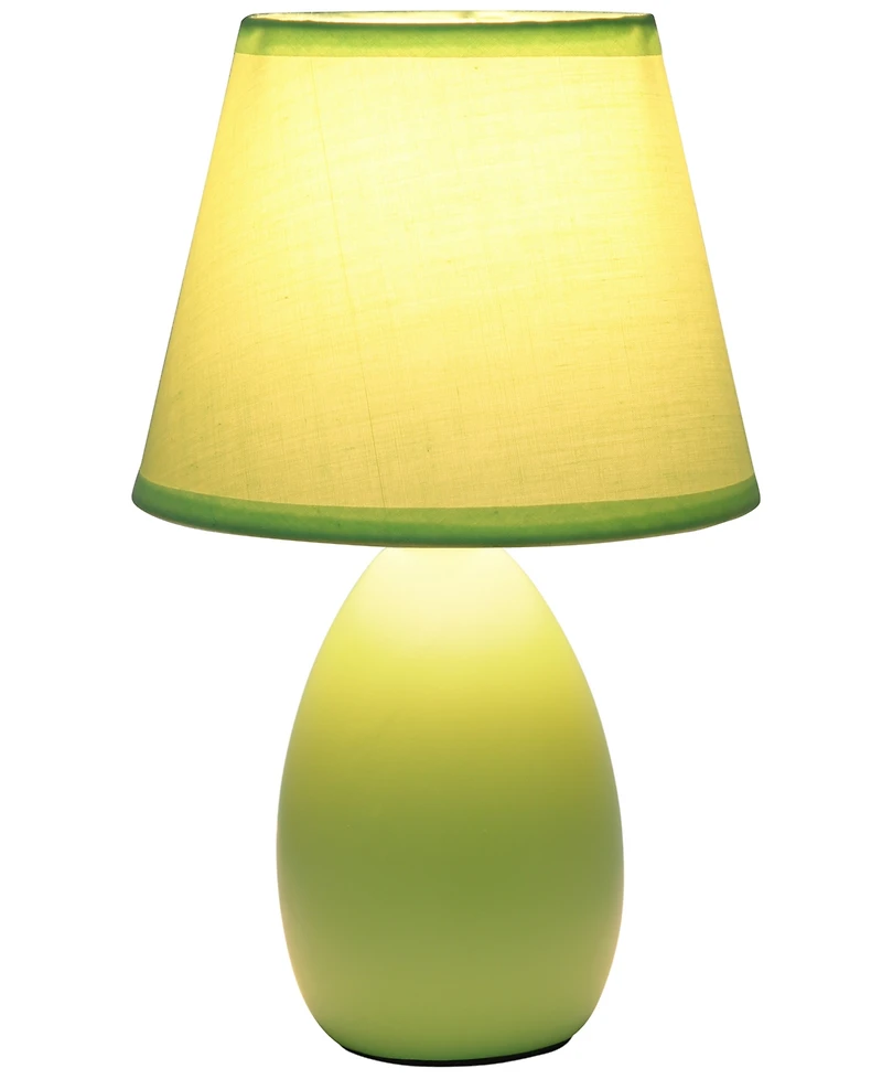 Creekwood Home Nauru 9.45" Traditional Petite Ceramic Oblong Bedside Table Desk Lamp with Tapered Drum Fabric Shade