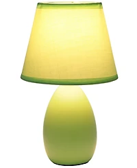 Creekwood Home Nauru 9.45" Traditional Petite Ceramic Oblong Bedside Table Desk Lamp with Tapered Drum Fabric Shade