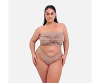 Rebdolls Women's Knotted Bandeau Swim Top - Taupe