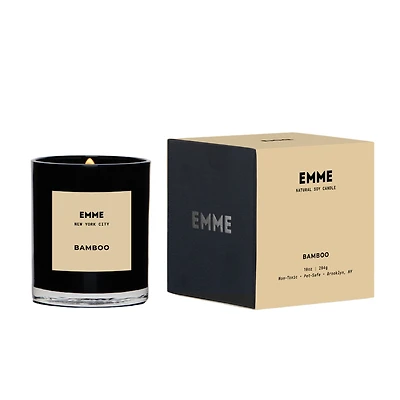 Emme nyc Natural Soy Bamboo Scented Candle Jar, 10 oz