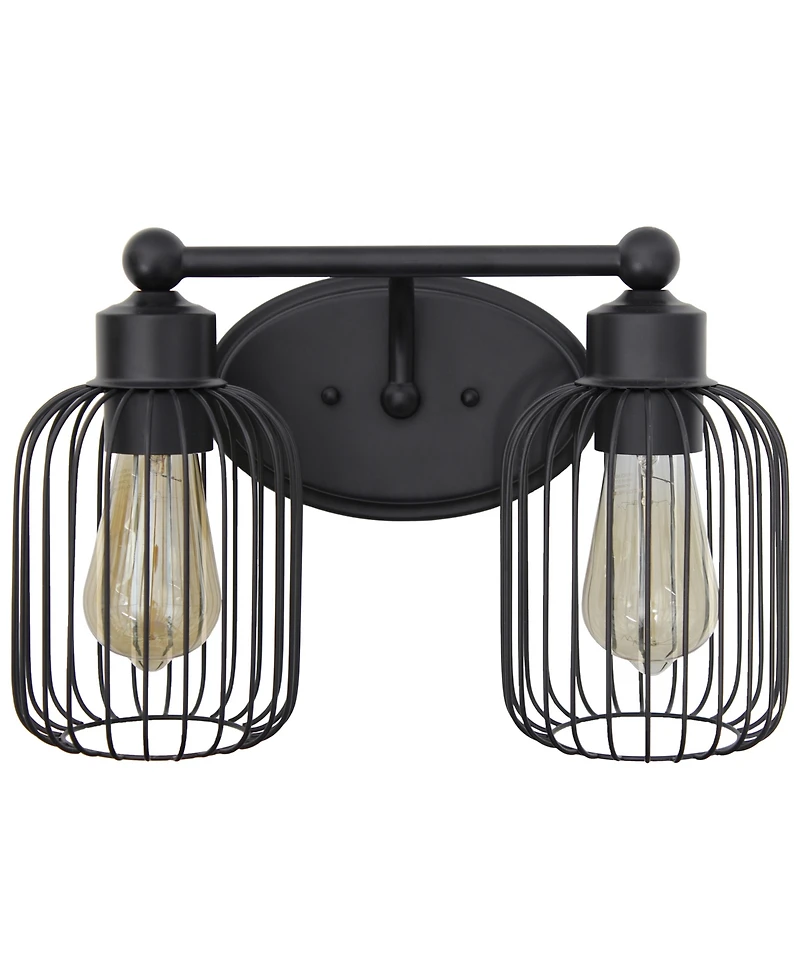 Lalia Home Ironhouse Two Light Industrial Decorative Cage Vanity Uplight Downlight Wall Mounted Fixture