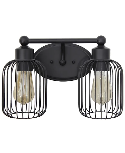 Lalia Home Ironhouse Two Light Industrial Decorative Cage Vanity Uplight Downlight Wall Mounted Fixture