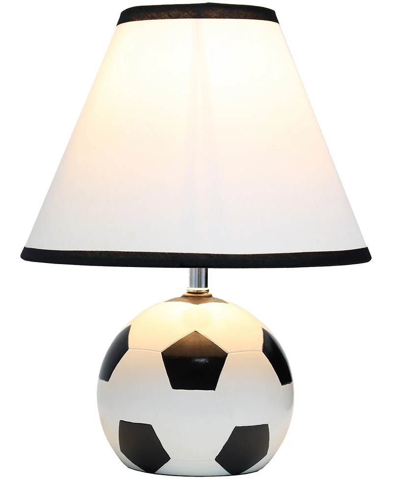 Simple Designs SportsLite 11.5" Tall Athletic Sports Soccer Ball Base Ceramic Bedside Table Desk Lamp with White Empire Fabric Shade