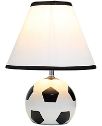 Simple Designs SportsLite 11.5" Tall Athletic Sports Soccer Ball Base Ceramic Bedside Table Desk Lamp with White Empire Fabric Shade