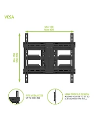 Kanto LX600SW Full-Motion Metal Stud Mount with Snaptoggle Heavy-Duty Toggle Bolts for 34" - 65" TVs