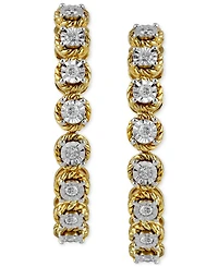 Diamond Rope-Frame Medium Hoop Earrings (1/4 ct. t.w.) in Sterling Silver or Gold-Plated Sterling Silver