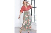 Kiyonna Plus Havana Color Block Maxi Dress