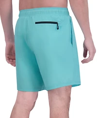 Spyder Men's Stretch Twill-Print 7" Swim Trunks with Compression Liner