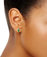 Emerald (3/4 ct. t.w.) & Diamond Accent Pear Stud Earrings in 10k Gold