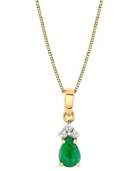 Emerald (3/4 ct. t.w.) & Diamond Accent Pear 18" Pendant Necklace in 10k Gold