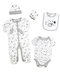 Tendertyme Baby Boy and Girl Elephants Balloons 5 Piece Layette Set