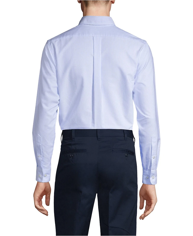 Lands' End Men's Long Sleeve Striped Oxford Dress Shirt