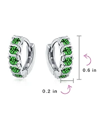 Bling Jewelry Round Solitaire Cubic Zirconia Cz S-Style Wave Kpop Huggie Hoop Earrings Sterling Silver