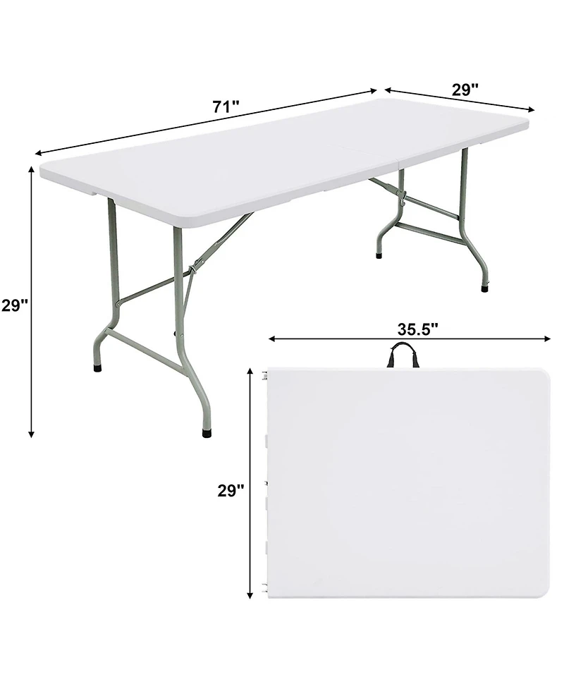 Sugift 6ft Portable Plastic Rectangular Folding Table