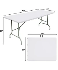 Sugift 6ft Portable Plastic Rectangular Folding Table