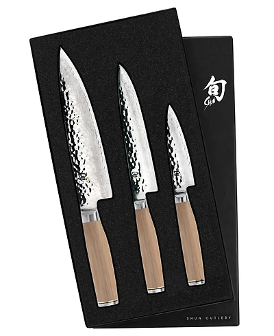 Shun Stainless Steel Premier Blonde 3 pc. Knife Set: Paring 4", Utility 6.5", Chef's 8" in a boxed set.