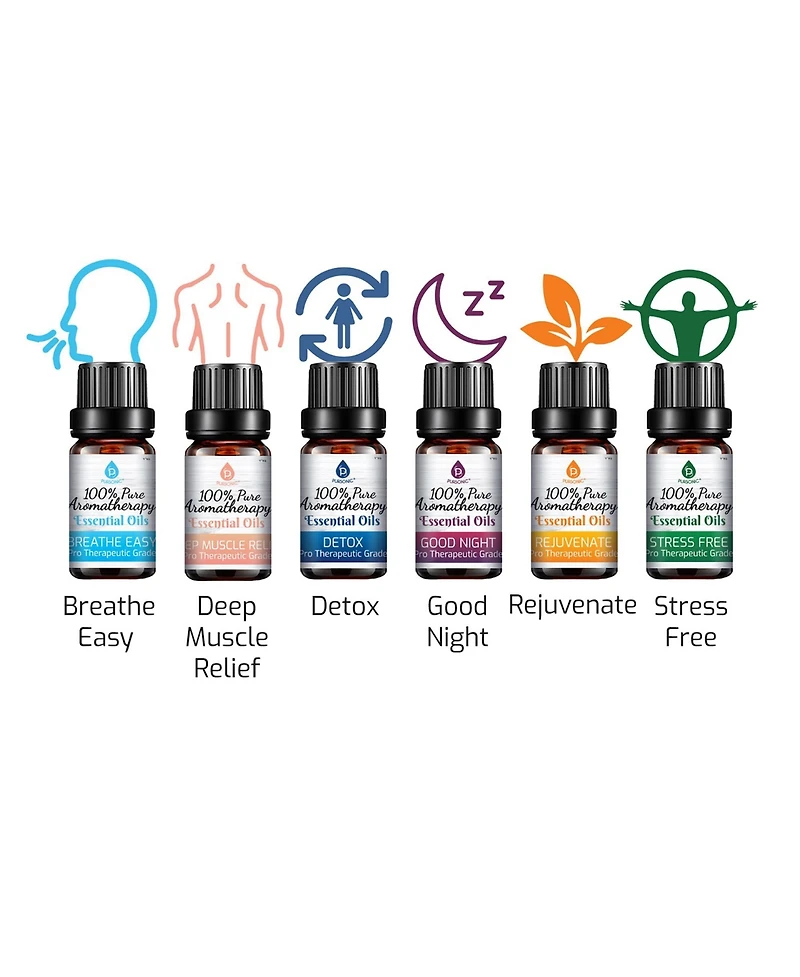 Pursonic 6 Pack of 100% Pure Essential Aromatherapy Oils Blends