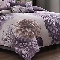 Bebejan Dahlia Bedding 100% Cotton Sateen 5 Piece King Size Reversible Comforter Set