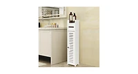 Slickblue Small Bathroom Storage Corner Floor Cabinet-White