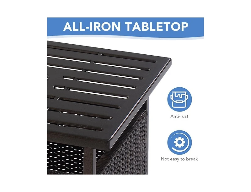 Slickblue Outdoor Patio Rattan Wicker Steel Side Deck Table