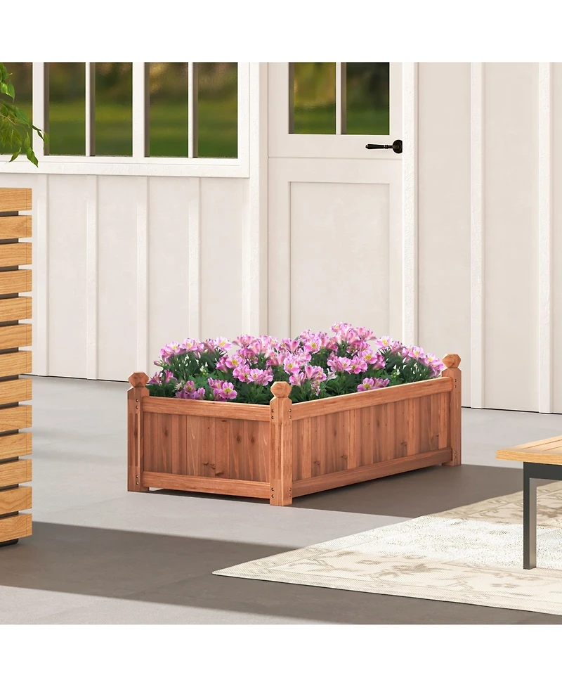 Slickblue 46 x 24 x 16 Inch Rectangular Planter Box with Drainage Holes for Backyard Garden Lawn-Brown