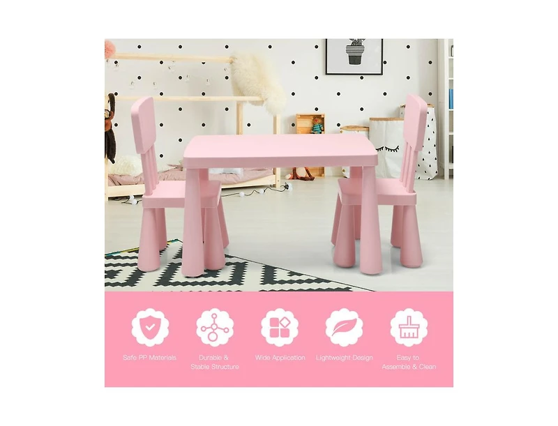 Slickblue 3 Pieces Toddler Multi Activity Play Dining Study Kids Table and Chair Set