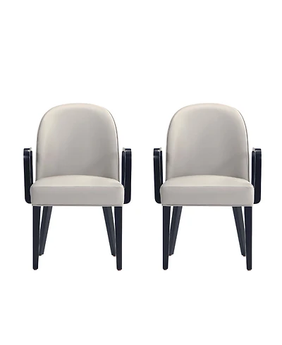 Manhattan Comfort Hillman 2-Piece Leatherette and Velvet Upholstered Dining Armchair