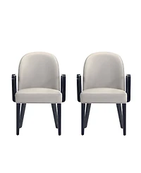 Manhattan Comfort Hillman 2-Piece Leatherette and Velvet Upholstered Dining Armchair