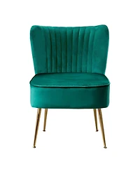 22" Wide Upholstered Tufted Velvet Accent Chair With Metal Leg