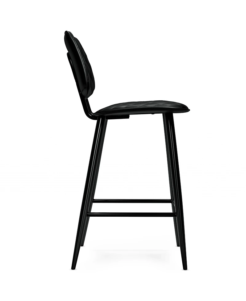 Simpli Home Raya Counter Height Stool (Set of 2) in Black Pu Leather