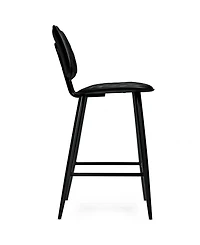Simpli Home Raya Counter Height Stool (Set of 2) in Black Pu Leather