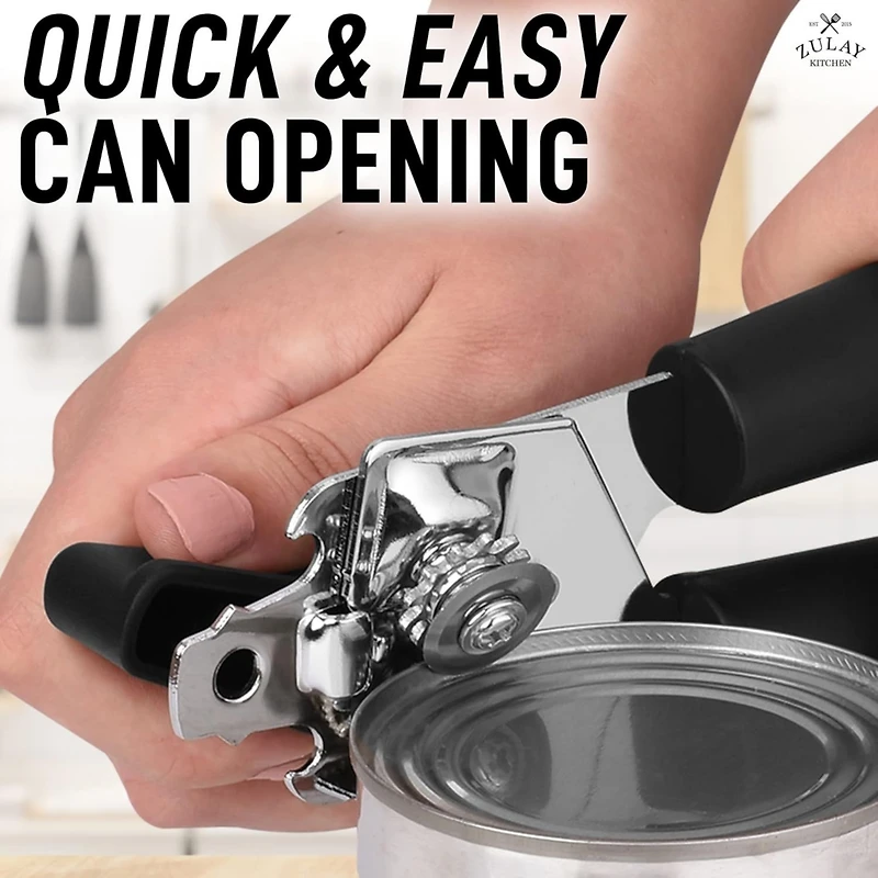 Zulay Kitchen Soft Edge Can Opener With Stainless Steel Blades and Large Turn Knob